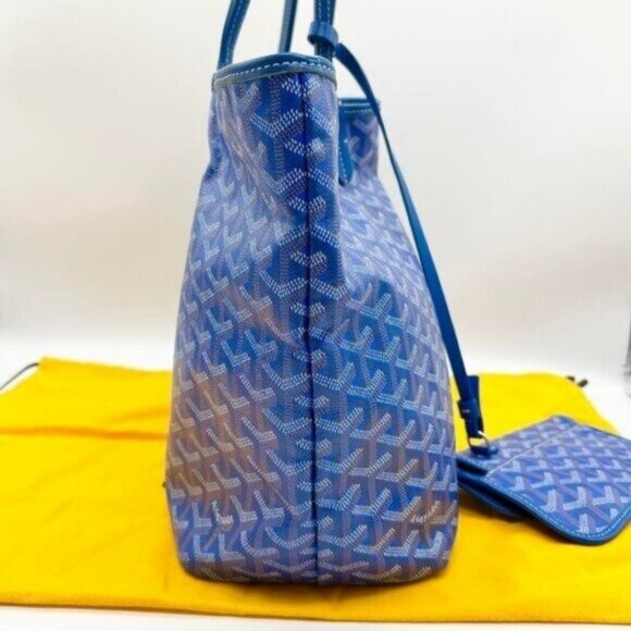 RARE Authentic Goyard Saint Louis PM Sky Blue Shoulder Tote Bag & Pouch Purse - Picture 10 of 15